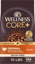 Wellness CORE+ Dry Dog Food with Freeze Dried Pieces, Grain Free, High Protein, Natural, Original Turkey & Chicken Recipe, (10-Pound Bag)