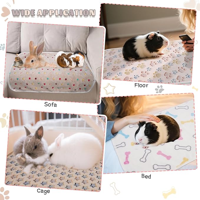 6 Pack Guinea Pig Cage Liner, Washable Guinea Pig Fleece Blankets Bedding Accessories, Flannel Throw Warm Sleep Mat, Pet Pee Pads for Small Animal Hamster Rabbit Puppy Cat, 30x20 Inch