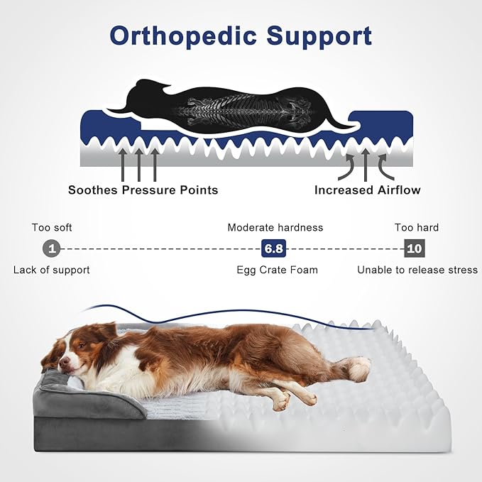 FURTIME Orthopedic Dog Bed for Extra Large Dogs - XL Waterproof Dog Sofa Bed, Ultra Comfy Supportive Foam Pet Bed with Removable Washable Cover, Jumbo Dog Bed with Nonskid Bottom
