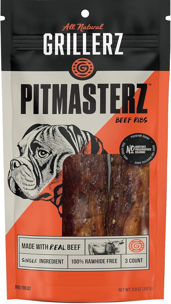 Grillerz Pitmasterz Ribs, 3 Count, All Natural Dog Treats for All Breeds, Dog Chews for Healthy Teeth