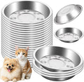 24 Pcs Stainless Steel Cat Bowls Shallow Cat Food Bowls, Shallow Metal Pet Dishes, Replacement Whisker Relief Cats Water Dish, for Elevated Stand, Dishwasher Safe, 5.4 Inch