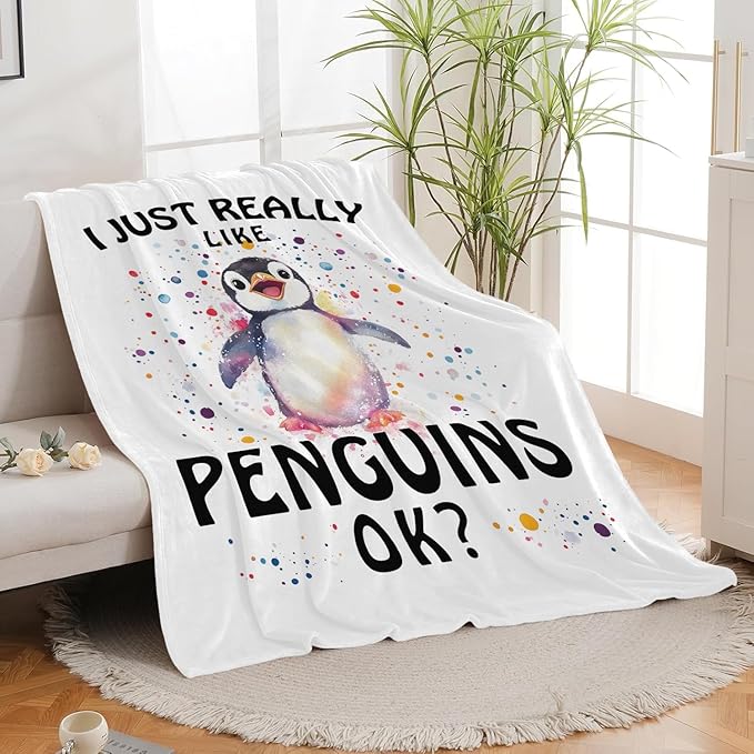 Penguin Blanket Cute Penguin Throw Blanket Gifts for Girls Boys Kids Women Men Adults Super Soft Cozy Plush Fluffy Fuzzy Fleece Blanket Home Decor 40''X50''