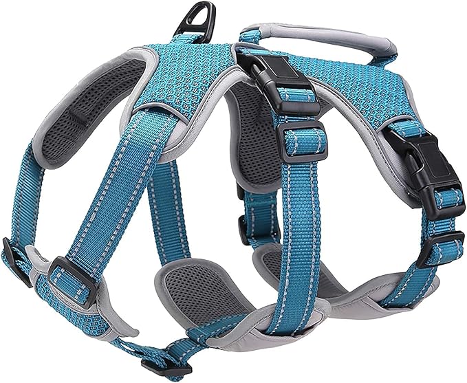 BELPRO Multi-Use Support Dog Harness, Escape Proof No Pull Reflective Adjustable Vest with Durable Handle, Dog Walking Harness for Big/Active Dogs (Blue, L)
