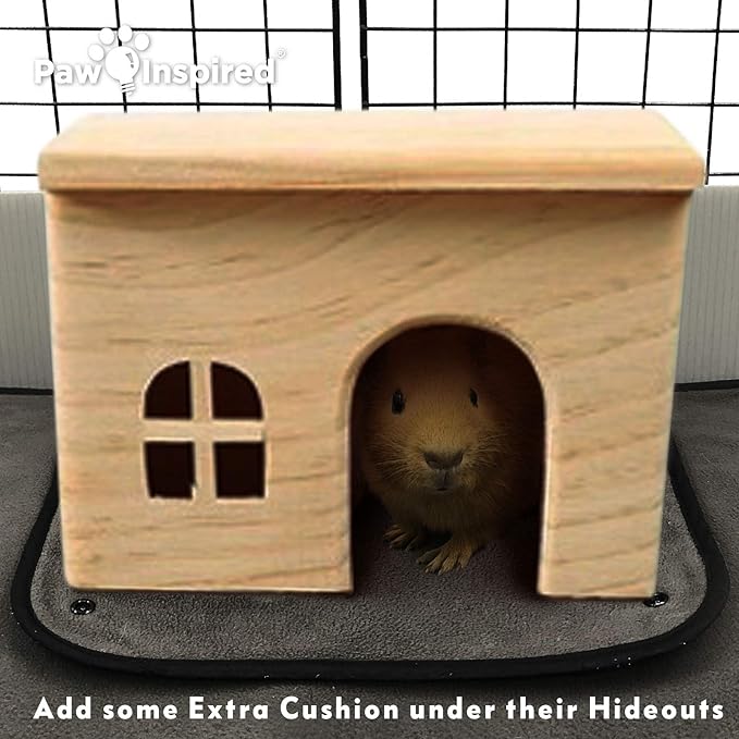 Paw Inspired Washable Guinea Pig Cage Liners, Fleece Bedding for Guinea Pigs Ferrets, Rabbits, Hamsters, Small Animals, Bamboo Charcoal Odor Controlling Absorbent Pee Pads (2 ct., 12" x 12")