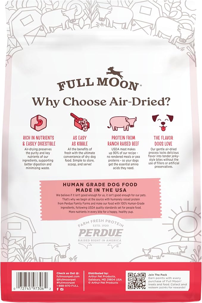 Full Moon Pure Protein Air Dried Dog Food Ranch Raised Beef Recipe 2lb