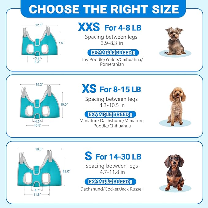 Supet Dog Grooming Hammock for Small Dogs, Dog Hanging Harness for Nail Trimming Doorframe, Pet Holder Restraint for Clipping Nails, Pet Hoist Sling for Cutting Nails at Home (Blue XXS)