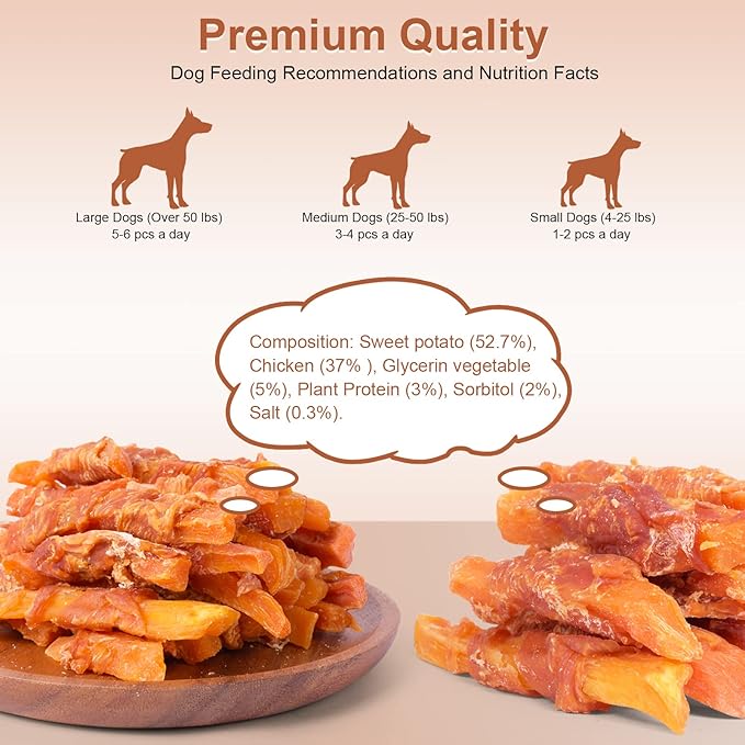 Soft Dog Treats Chicken Sweet Potato Sticks Puppy Easy to Digest Training Snacks Chicken Wrapped Sweet Potato 2lb