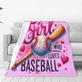 SweetFox Just A Girl Who Loves Baseball Blanket, Baseball Sports Decor Throw Blanket Gifts for Girls Boys Lover Super Warm Soft Plush Fleece Flannel Bedding Blankets for Kids Adults Men Women 60"X50"