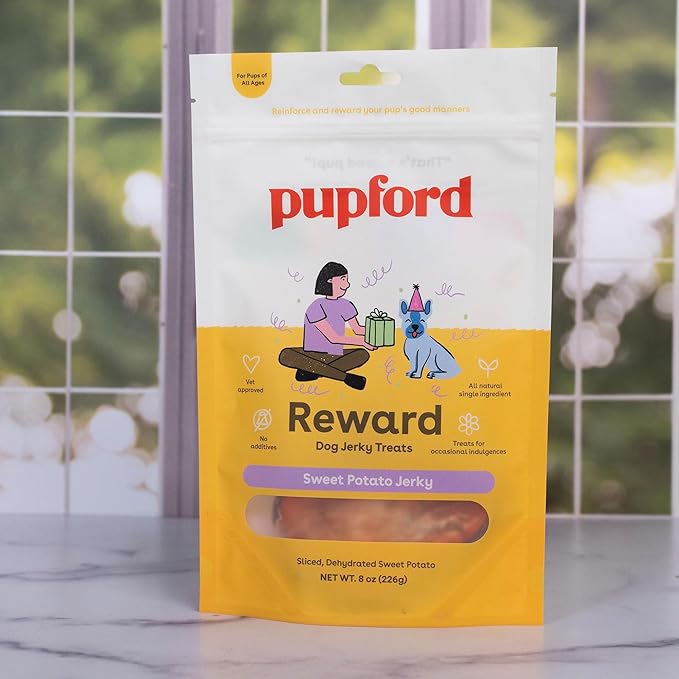 Pupford Crunchy Jerky Treats for Dogs & Puppies, Made in USA, Single Ingredient, No Fillers (Sweet Potato, 8 oz)