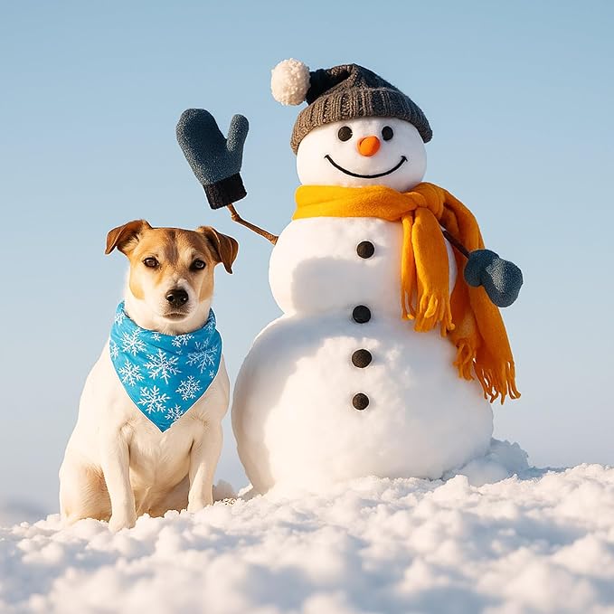 Weewooday 50 Pcs Winter Bandanas Bulk for Dogs Snowflake Cats Bandanas Charm Soft Triangle Bibs Adjustable Scarf for Small Medium Large Pets Winter Costume(25.6 x 17.7 x 17.7 Inch)