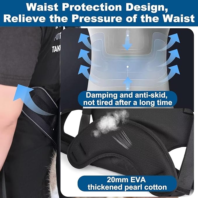 wakytu Dog Backpack Carrier for Medium Dogs Emergency Backpack, Old, Disabled, Joint Injuries, Arthritis, Rehabilitation Carrier Nail Trimming, Senior Dogs Up and Down Stairs, Cars(66-88LBS)
