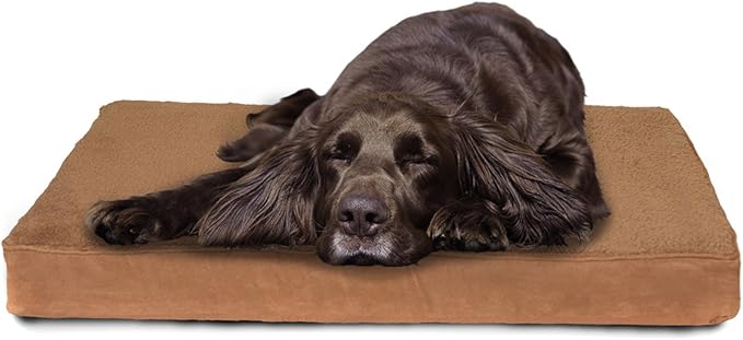 Furhaven Memory Foam Dog Bed for Large/Medium Dogs w/ Removable Washable Cover, For Dogs Up to 55 lbs - Terry & Suede Mattress - Espresso, Large