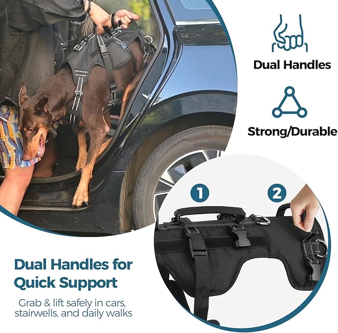 BINGPET Dog Lift Harness for Large Dogs,Full Body Support Rehabilitation Dog Sling Carrier with Handles,Reflective Multifunctional Mobility Assistance Vest for Senior Pets Joint Injuries,Arthritis,L