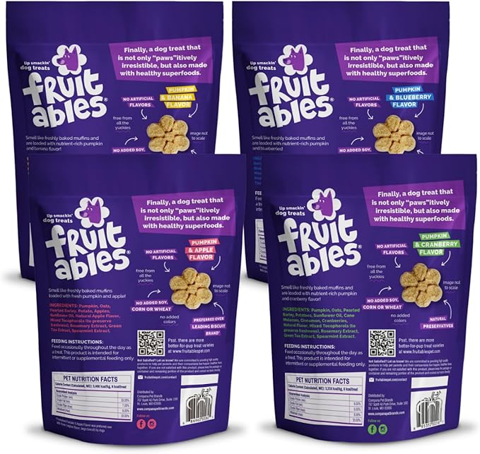 Fruitables Pumpkin Dog Treats, 7oz, Crunch Variety 12-Pack