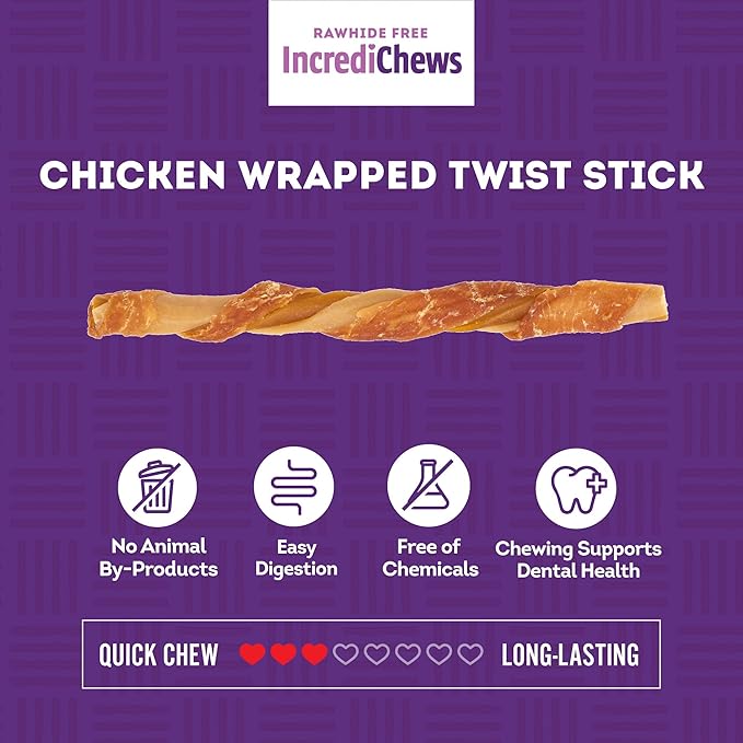IncrediChews Stick w/Chicken Meat Wrap Dog Chew Treats - 10 Count/1 Pack