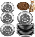 Domensi 12 Pieces Stainless Steel Cat Bowl Metal Pet Food Dish Beard Fatigue Relief Replacement Easy to Clean Indoor Wet Feeding Flat Plates for Dogs Kitten and Other Small Animals(6.3 Inch,Cat)