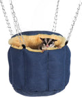 Sugar Glider Pouch, Rat Hanging Bed, Chipmunks Warm Bed, Rat Cage Accessories, Small Pet Animals Bed Dutch Pig Hamster Nest, Syrian Hamster Habitat Mini House, Play and Sleeping (Blue)