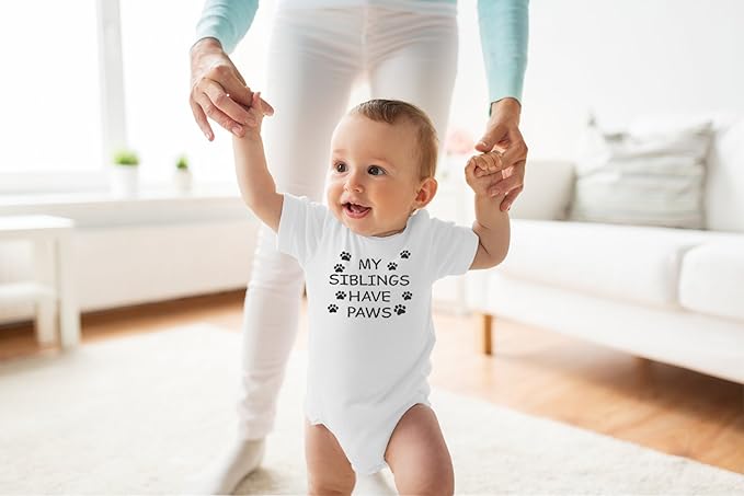 My Sibling have Paws - Funny Baby Essentials Bodysuit - Cute Newborn Outfit Boy Girls Clothes