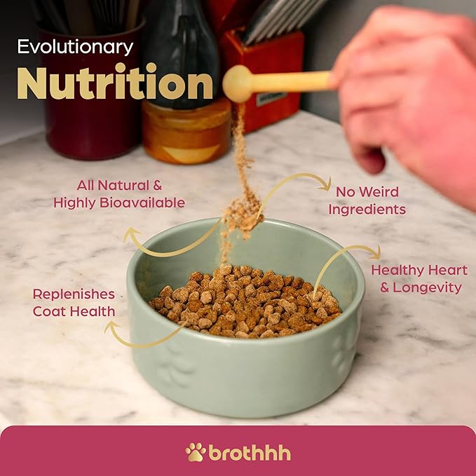 Beef Organ Bone Broth Meal Topper for Dogs - 100% Grass Fed, Veterinarian Approved, Non-GMO by Brothhh - Supports Immunity, Joint & Heart Health, Vision & Vitality - No Fillers - Pet Supplement