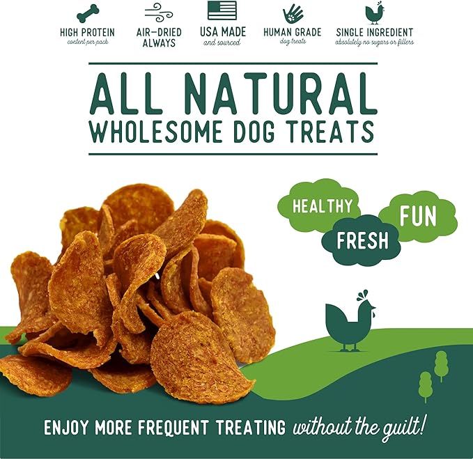 Beg & Barker Chicken Chips for Dogs (8oz, Pack of 1) - Single Ingredient Dog Treats Made for Small and Large Dogs Protein Human Grade Dog Treats Made from Real Meat Chicken, Made in USA