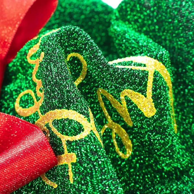 Fitwarm Furry & Bright Dog Christmas Outfit, Sparkly Pet Holiday Tulle Dress, Small Dog Winter Clothes for Girls, Christmas Tree Outfit - Red, Green, Gold; Sizes: Large