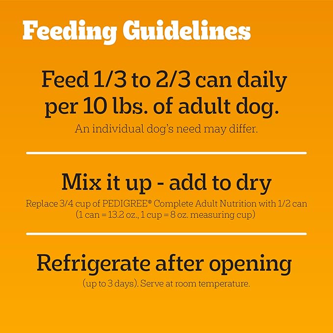 Pedigree Chopped Ground Dinner Adult Soft Wet Dog Food Filet Mignon & Bacon Dinner, Canned Dog Food, 13.2 oz. Cans (12 Count, Pack of 1)