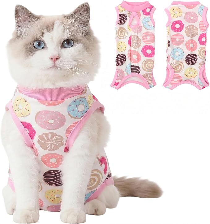 Cat Recovery Suit Cat Onesie for Cats After Surgery, Breathable Cats Surgery Recovery Suit for Female Spay & Abdominal Wounds, Kitten Surgical Onesie Body Suit Anti Licking Cone Alternative