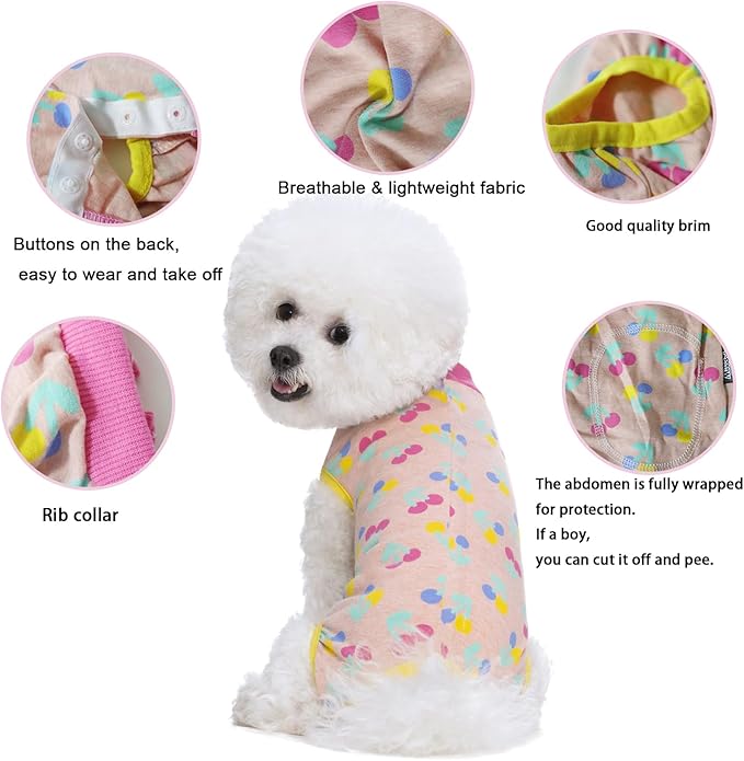2 Packs Pet Dog Recovery Onesie Suit for Dogs Cats After Surgery,Dog Abdominal Wounds Bandages Cone E-Collar Alternative. (Pink, L)