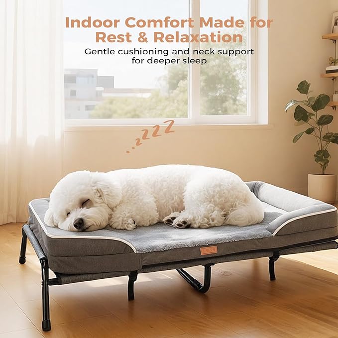 Lekereise Elevated Cooling Dog Bed for Medium Dogs, Portable Indoor & Outdoor Raised Pet Dog Cat Cot, Durable Summer Frame with Breathable Mesh