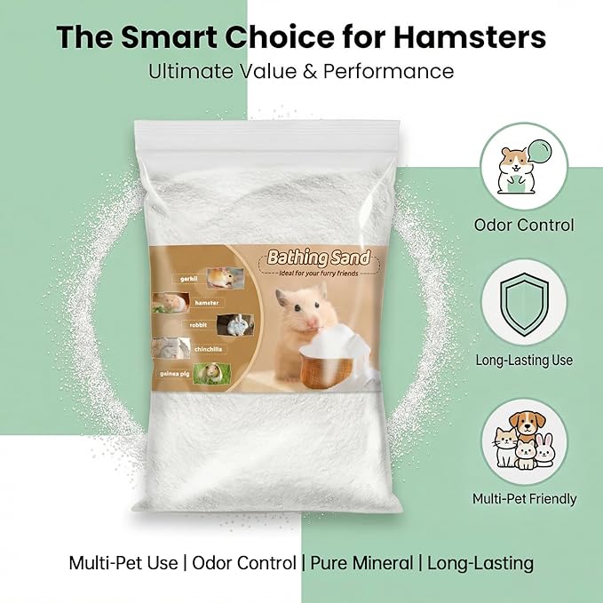 Sukh 31OZ Hamster Sand Bath - Fine Desert Sand Hamster Bedding Reptile Silica Sand Gerbil Hideout for Hamster Chinchillas Gerbil Syrian Mice Small Animals Small Pets