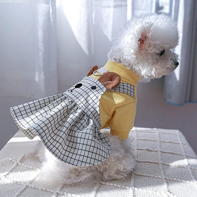 Dog Clothes Cute Cartoon Bear Dog Dress for Small Dogs Summer Lightweight Breathable Girls Dog Outfits Puppy Cotton Holiday Princess Dress Chihuahua Yorkies Sundress