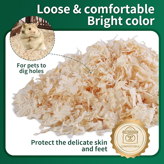 88oz Natural Aspen Wood Pet Bedding – Low Dust, Odor Control & Ultra Absorbent Shavings for Hamsters, Parrots, Guinea Pigs & Small Animals