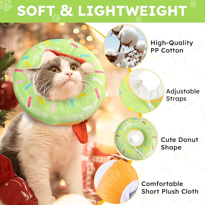 Hpetppy Cat Cone Collar Soft, Cat Recovery Collar for Wound Healing Cute Donut Adjustable Kittens Cones to Stop Licking Comfortable Lightweight Neck Elizabethan Collars for Cats Kittens After Surgery
