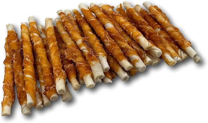 Top Dog Chews - All Natural Chicken Wrapped Rawhide Dog Twists (50 Pack)