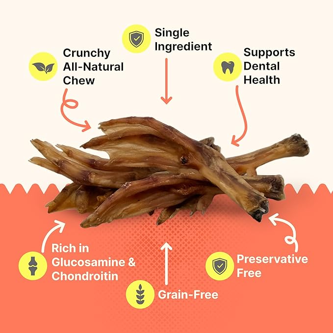 Gaines Pet Duck Feet for Dogs – 20 Count, Natural Chews with Glucosamine, Chondroitin & Collagen – Single Ingredient Dog Treats, Grain-Free, USA Made, Joint & Dental Health Support