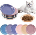 6 Pack Cat Food Bowl, Ceramic Cat Bowls, Anti Whisker Fatigue Cats Bowl Set,5.5 Inches Shallow Wide Kitten Plates for Food and Water (CaiSe-A)