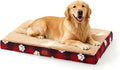 XL Dog Bed for Crate, 41x27 Inch Washable Crate Mat with Removable Cover & Anti-Slip Bottom, Comfy Orthopedic Egg Crate Foam Flat Pet Bed, Christmas Red