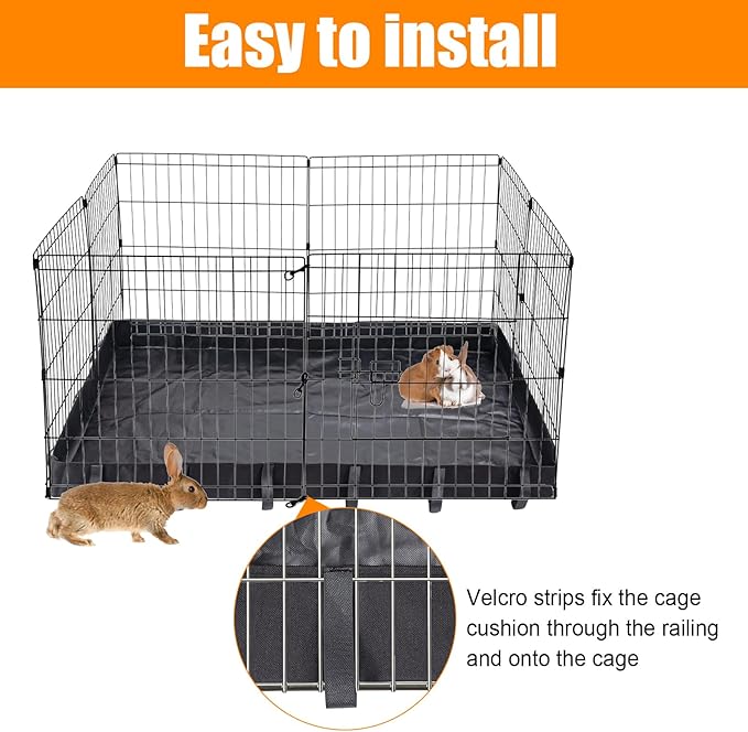 Guinea Pig Cage Bottom Tarp for C&C Grids Habitat Cage Panel, 47x24 inches Guinea Pig Cage Liner Base, Washable Small Animal Cage Bedding for Rabbits Hamsters Hedgehogs Ferrets Small Pets(No Cage)