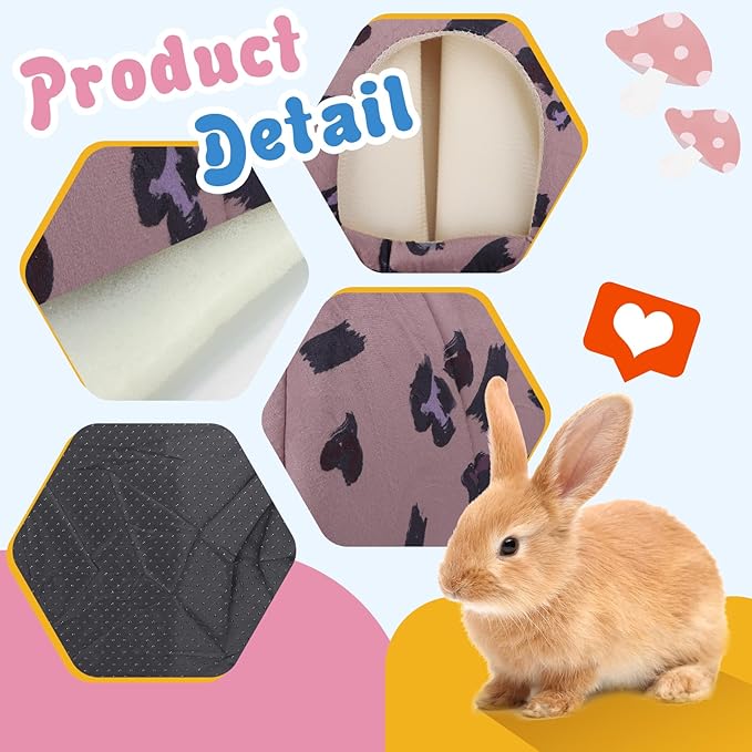 2-Pack Guinea Pig Hideout with Tunnel, Warm Lightweight Small Animal Bed, Easy to Clean Guinea Pig Bed for Rabbits Hamsters Chinchillas
