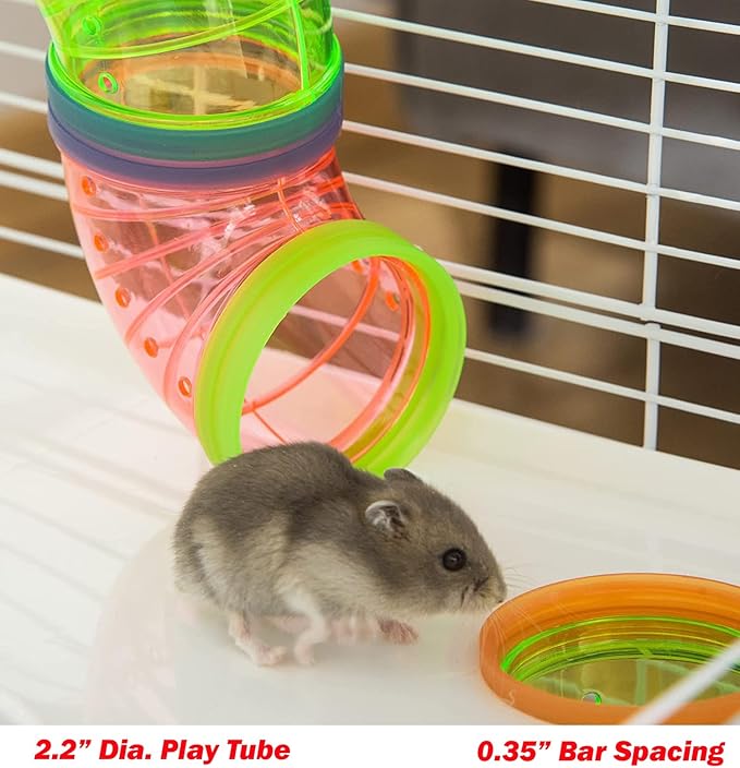Extra Large 23" Multi-Tiers Easy Setup Hamster Palace Gerbil Habitat Mouse House Mice Home Critters Cage Complete Set of Accessories Expandable Customizable Hide House Food Bowl Running Wheel
