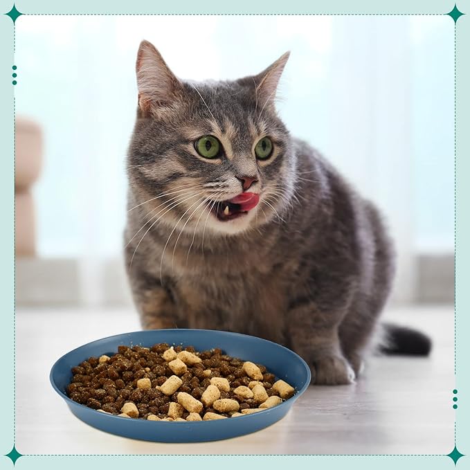 Gerrii 24 Pieces Fatigue Relief Cat Bowl 6 Inch Shallow Cat Food Dish Stray Wet Feeding Bowls Wide and Small Pet Plates for Ferrets Feral Short Legged Kitten Shelter(Elegant Color,Convention)