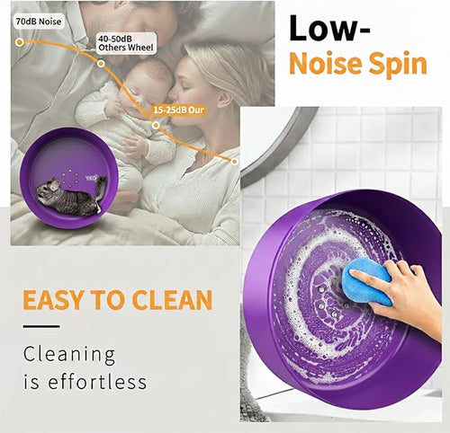 15" Silent Chinchillas Exercise Wheel, Aluminum Alloy Noiseless Running Wheel for Syrian Hamsters, Hedgehogs, Squirrels and Small Pets (Purple)