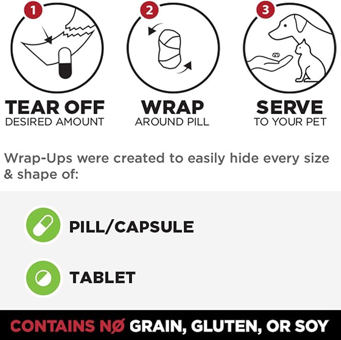Stashios: Wrap-Ups: Pill Wrapper - Bacon Cheeseburger - 30 Servings Bag, Dogs & Cats, Treat Hides Any Size Pills, All Natural Limited Ingredients, USA (Pack of 2)