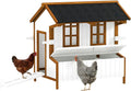 PawHut 47" Chicken Coop, Wooden Chicken House Raised Rabbit Hutch with Waterproof Roof, Nesting Box and Handles for 3-5 Hens, Poultry Cage Portable Hen Pen for Backyard