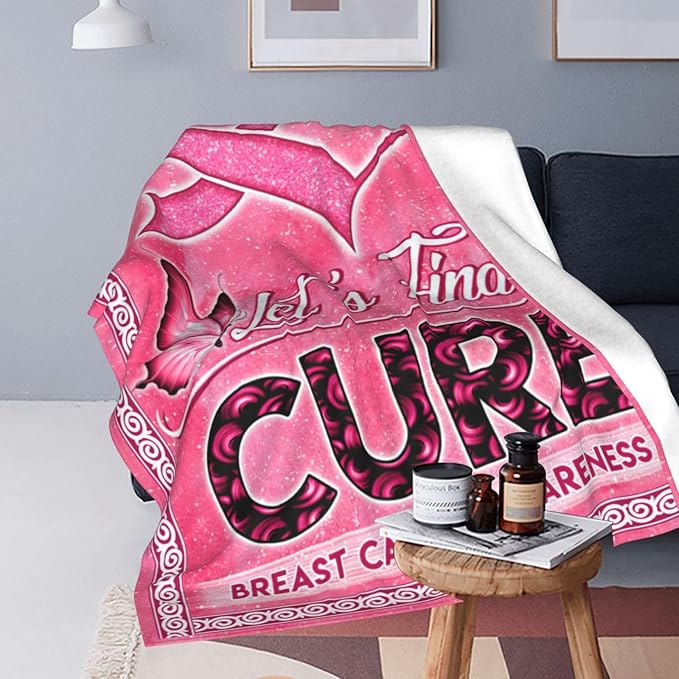 Breast Cancer Awareness Blanket Survivor Gifts Throw Blankets Cozy Fleece Flannel Blanket Soft Warm Plush Lightweight Bedding Accessories Gift for Women for Couch Sofa Bed 50"X60"