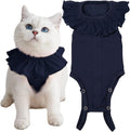 Cat Recovery Suit for Abdominal Wounds and Skin Diseases, Breathable Surgical Recovery Shirt After Surgery Wear Anti Licking Wounds,E-Collar Alternative for Cats Pet Kitten(RSC01-Navy-s)