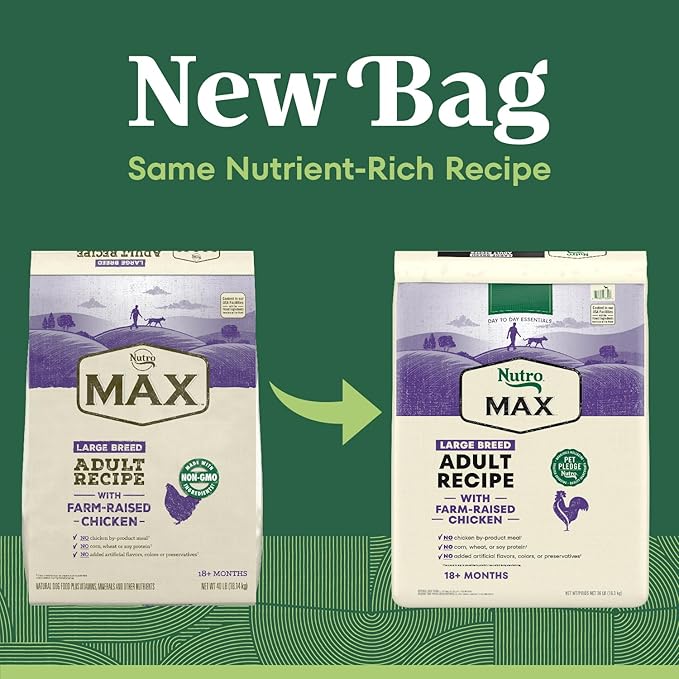 Nutro Max Dry Dog Food, Adult Dog Food Dry Recipe for Large Breeds with Farm-Raised Chicken, 36 lb. Bag