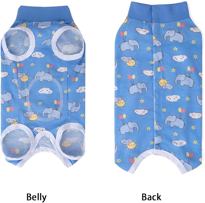 2 Packs Pet Dog Recovery Onesie Suit for Dogs Cats After Surgery,Dog Abdominal Wounds Bandages Cone E-Collar Alternative. (Blue, S)