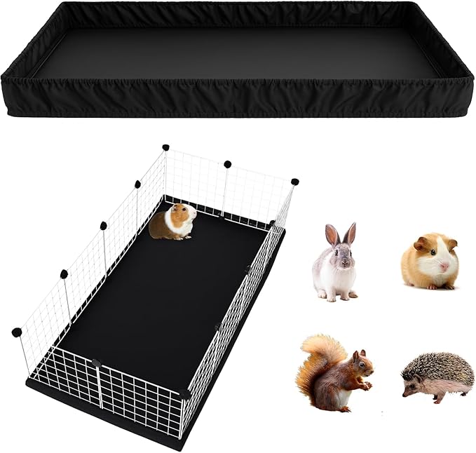 PJYuCien Guinea Pig Cage Liner, Washable Waterproof Base, C&C Cage Bottom Pad, Elastic Cord, Reusable Pad for Rabbits Chinchillas Hedgehogs Ferrets Small Animals, 24"x48"(Not Include Cage)
