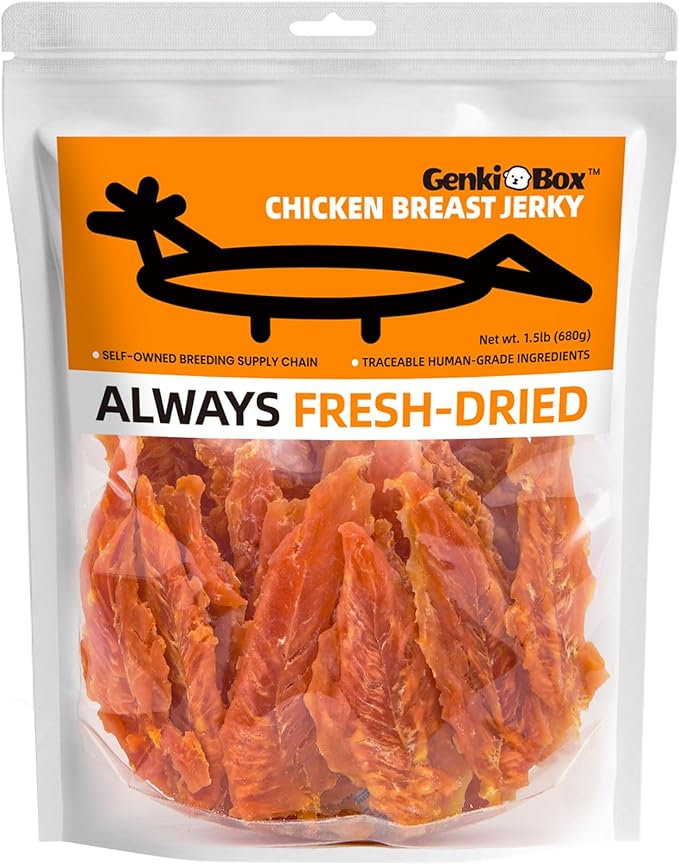 Dog Treats Premium Chicken Breast Jerky - 1.5 LB Value Pack, 100% Chicken Breast, Human Grade, High Protein, Healthy Natural Dog Chews, Training Reward, Made for North America